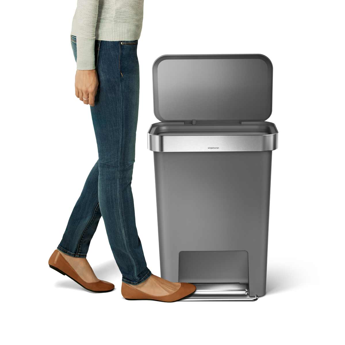 45L Plastic Rectangular Step Can with Liner Pocket (CW1396) - Image 4