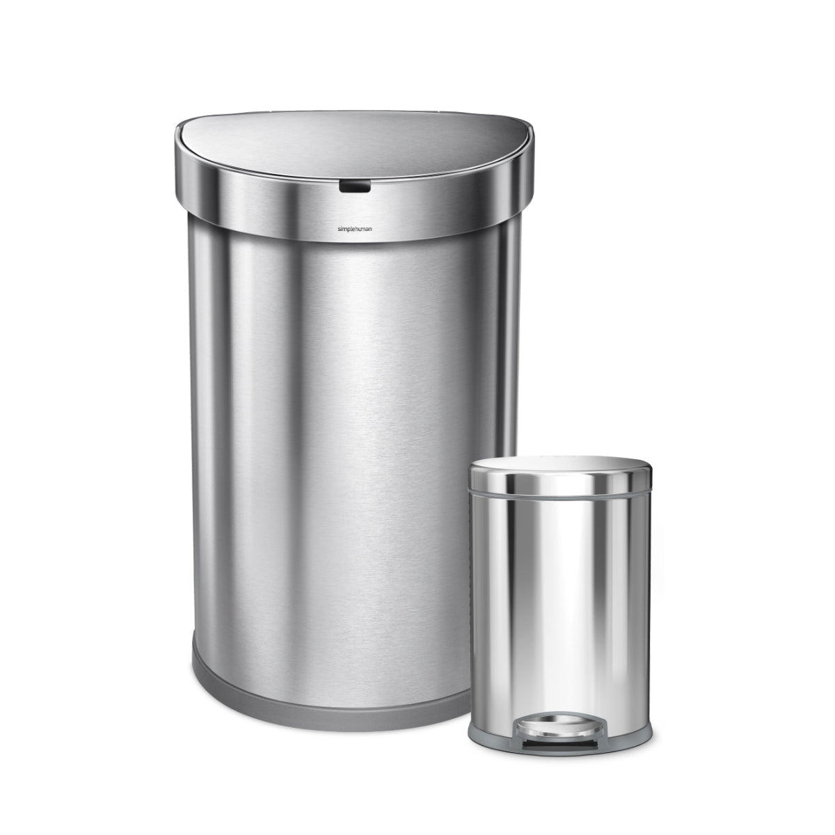 45 litre semi-round sensor can + 4.5 litre round step can with grey trim - Image 2