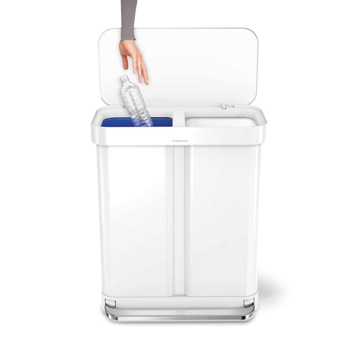 58L Dual Compartment Rectangular Step Can with Liner Pocket - Image 13
