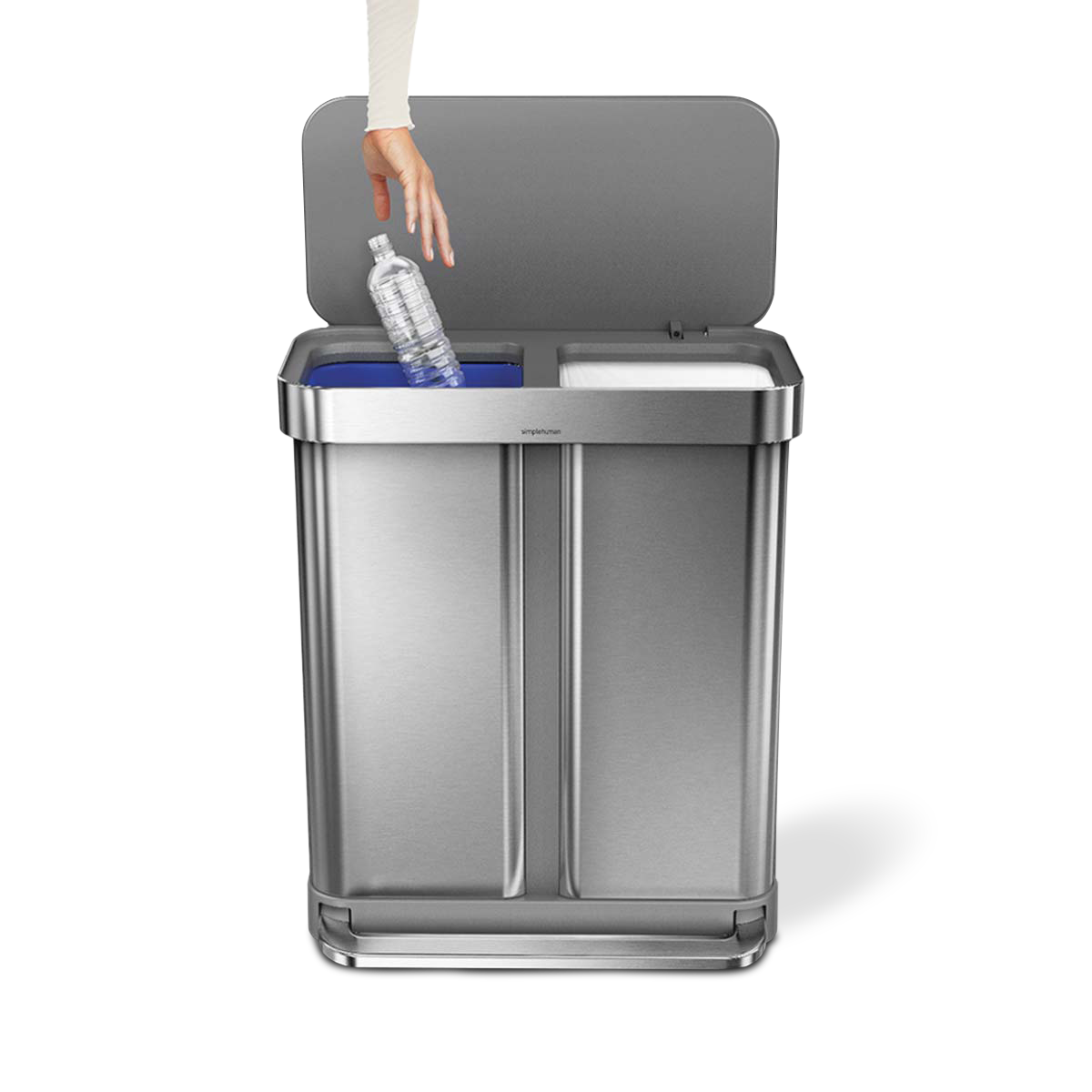 58L Dual Compartment Rectangular Step Can with Liner Pocket (Bundled with Compost Caddy and Liners) - Image 3