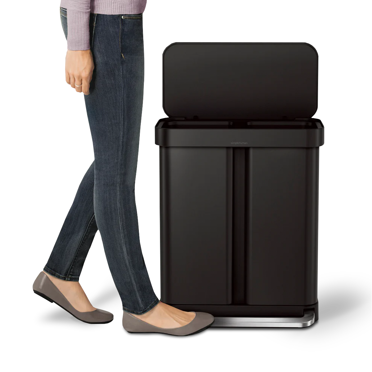 58L Dual Compartment Rectangular Step Can with Liner Pocket - Image 10